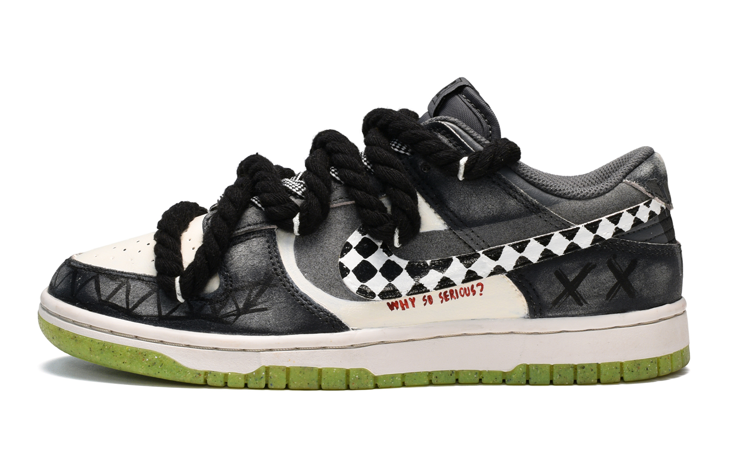 Buy 나이키 덩크 로우 SE '칠석 조커 블랙 화이트 그레이' (커스텀) DQ6215-001(TeamE-女款小丑黑白灰)