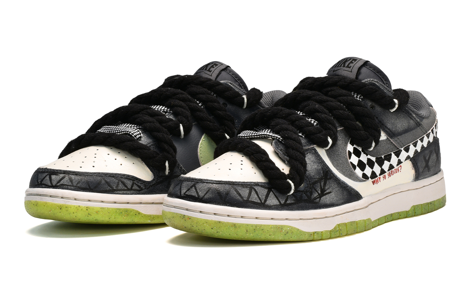 Lookbook 나이키 덩크 로우 SE '칠석 조커 블랙 화이트 그레이' (커스텀) DQ6215-001(TeamE-女款小丑黑白灰)