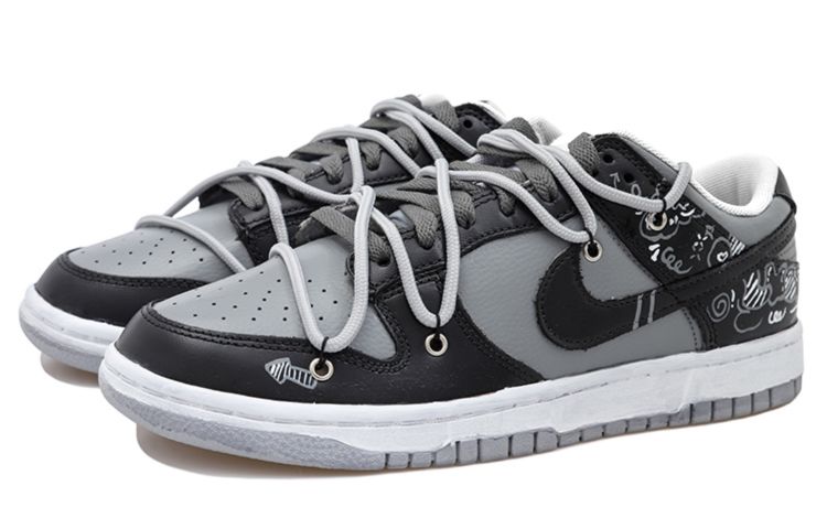 Lookbook 나이키 덩크 로우 SE '섀도우 그레이 그래피티' (커스텀) DQ0380-001(Team拾玖-影子涂鸦女S-BOX)
