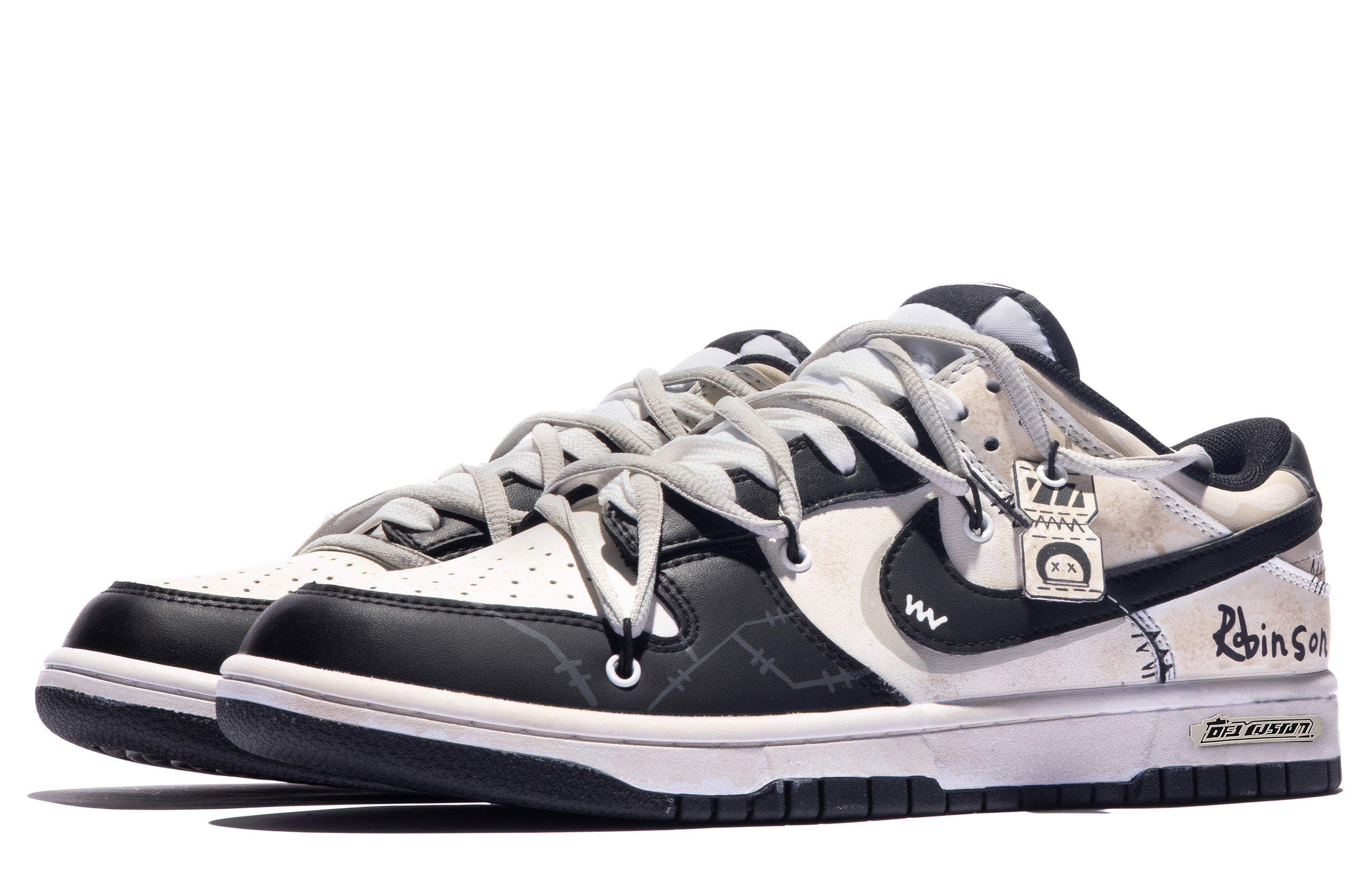 Lookbook Nike Dunk Low Da Vinci Personalizadas Blanco/Negro/Marrón CW1590-100(TeamM-女款罗宾森S-BOX)