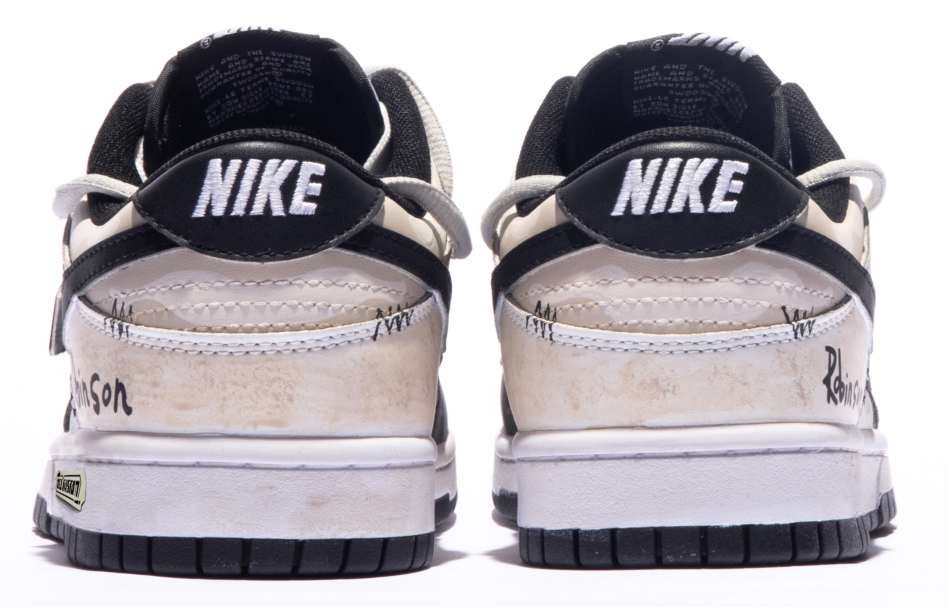 Shop Nike Dunk Low Da Vinci Personalizadas Blanco/Negro/Marrón CW1590-100(TeamM-女款罗宾森S-BOX)