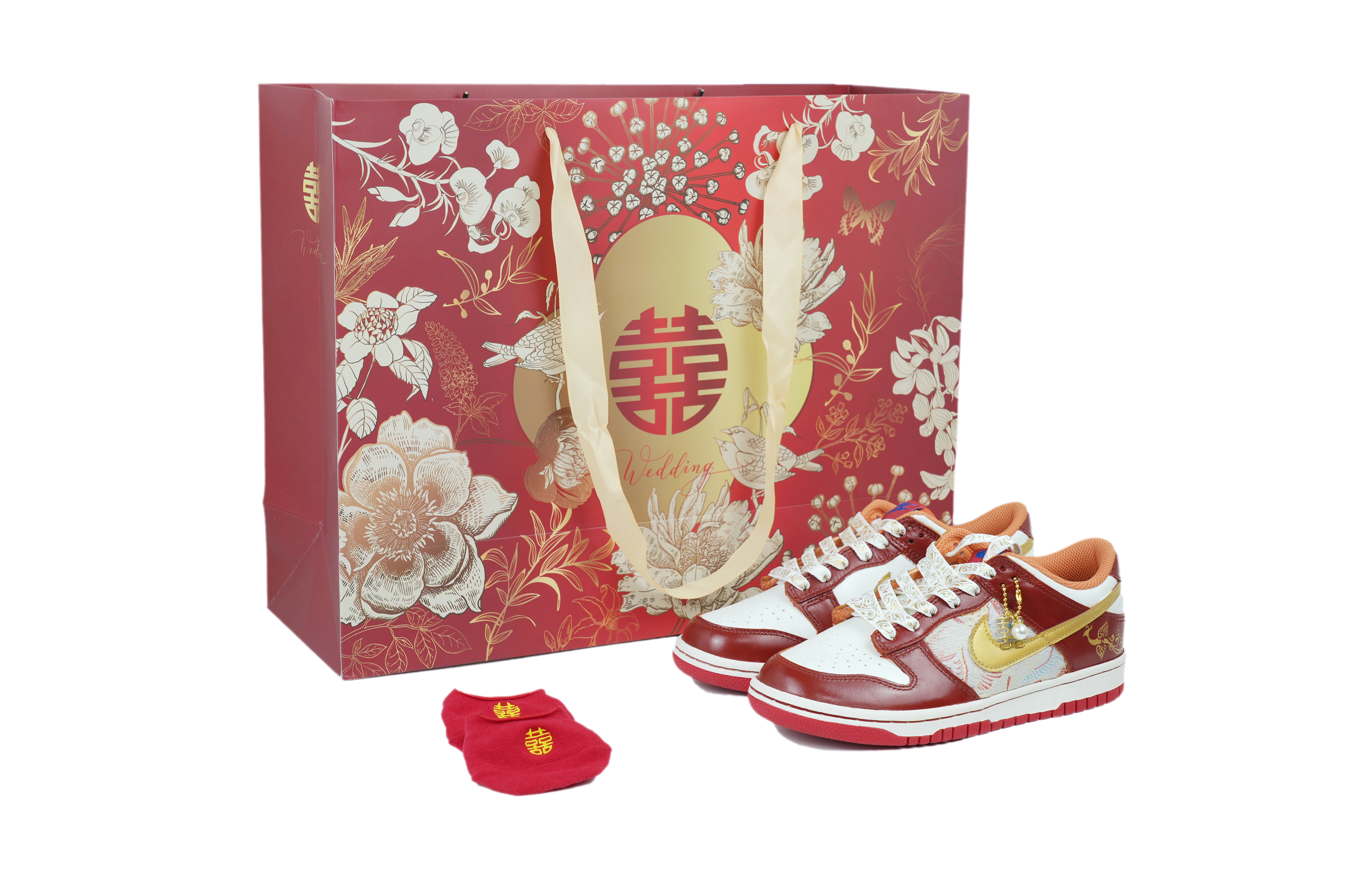 [Custom Shoes] Nike Dunk Low Special Box 'Golden Red Wedding'