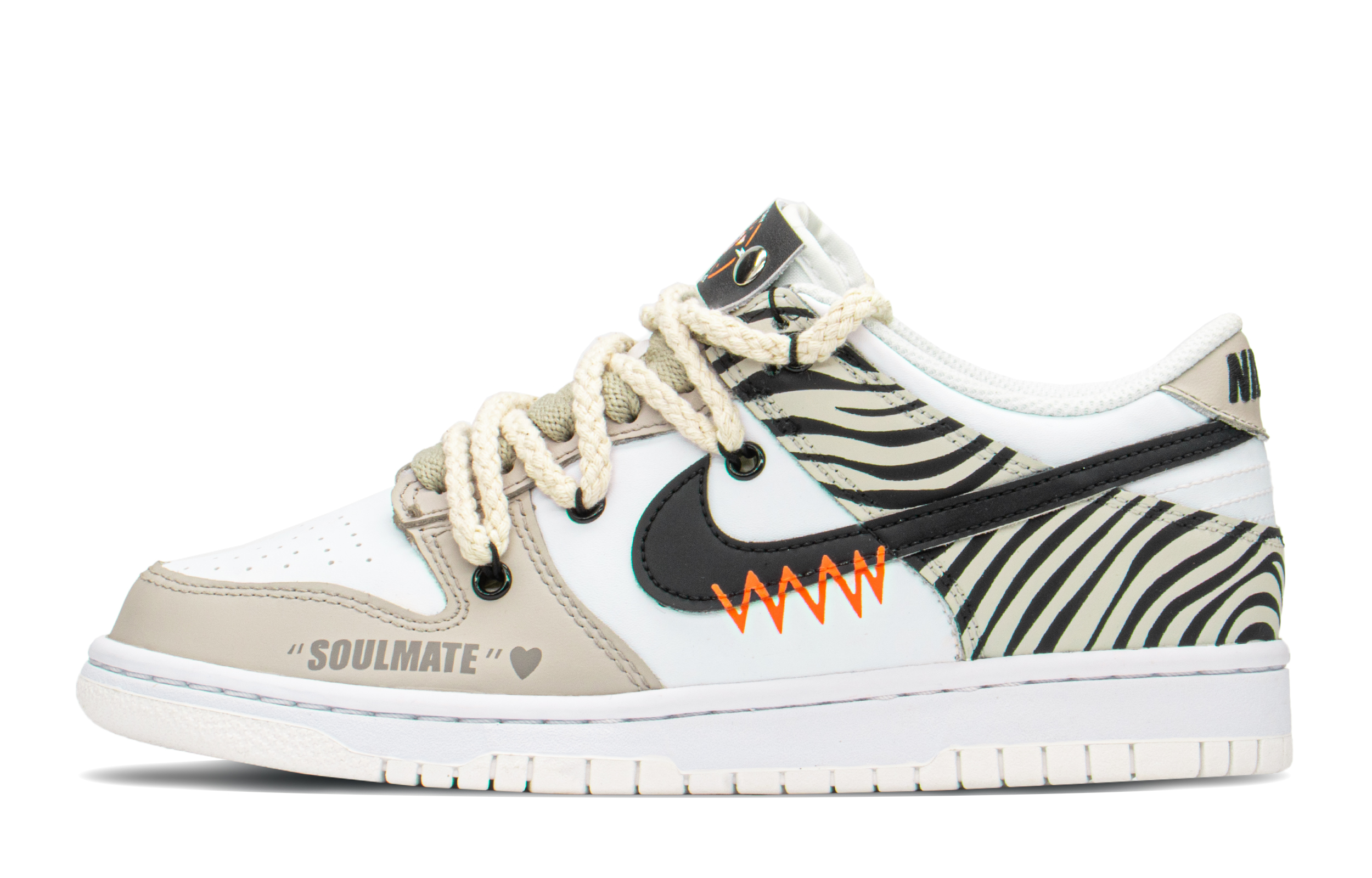 Buy 【定制球鞋】Nike Dunk Low特别版 '卡其熊猫' '斑马爱解构' DH9765-100(TeamA-DKL斑马纹女S-BOX)