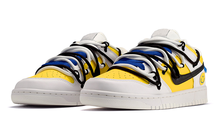 Lookbook 나이키 덩크 로우 화이트 옐로우 '스마일리 디컨스트럭티드' DH9765-100(TeamE-女款笑脸白黄)