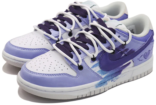 【訂製球鞋】 Nike Dunk Low Vibe 雙鞋帶設計 低幫 板鞋 GS 淡紫色 Lookbook 【訂製球鞋】 Nike Dunk Low Vibe 雙鞋帶設計 低幫 板鞋 GS 淡紫色