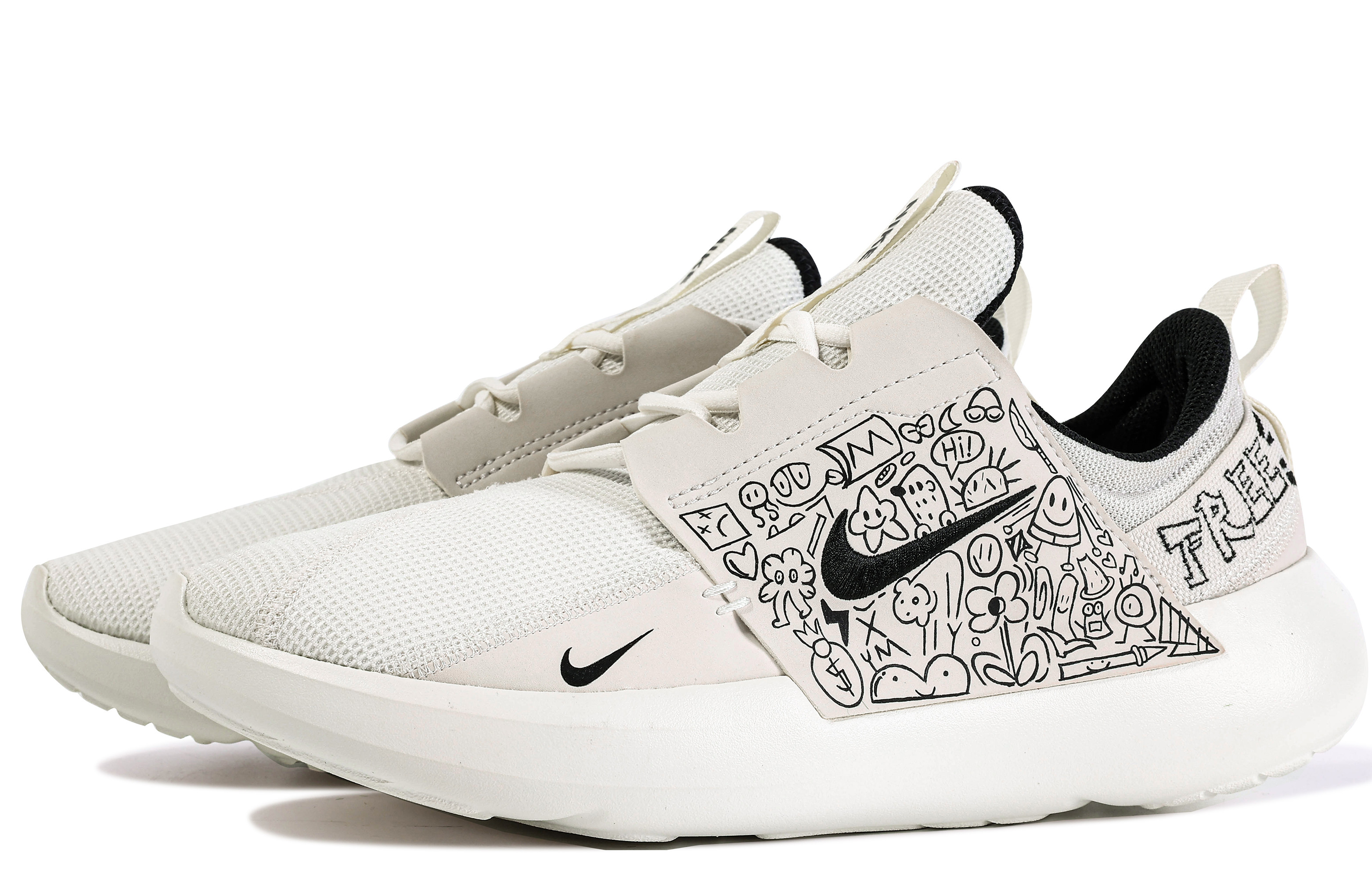 Lookbook 【客製球鞋】Nike E-Series AD 達文西客製 小世界 塗鴉 簡約 百搭 耐磨防滑 低筒 生活休閒鞋 男款 白黑