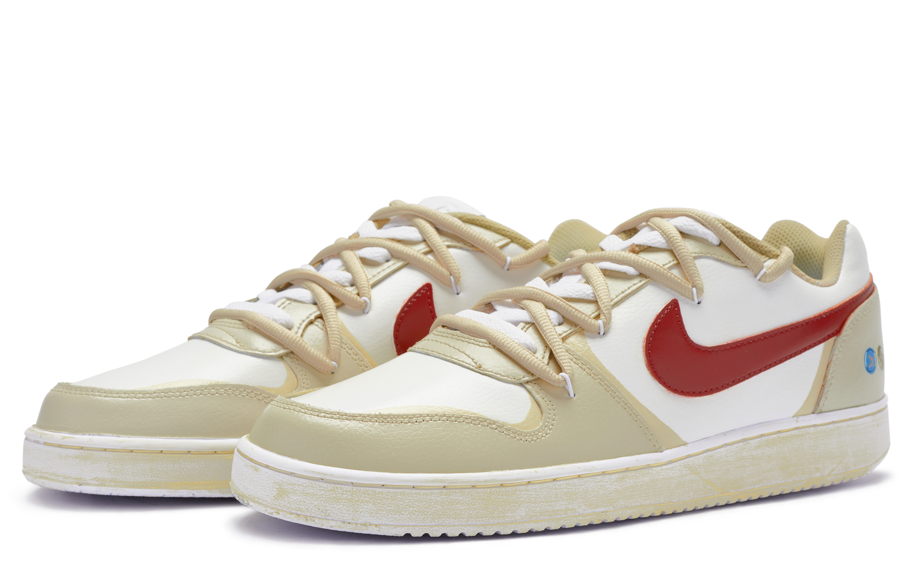 Lookbook [カスタムシューズ] ナイキ エバノン ロー 'ビッグ ニュー デコンストラクト ベージュ-ホワイト' AQ1775-100(TeamR-男款双人成行)