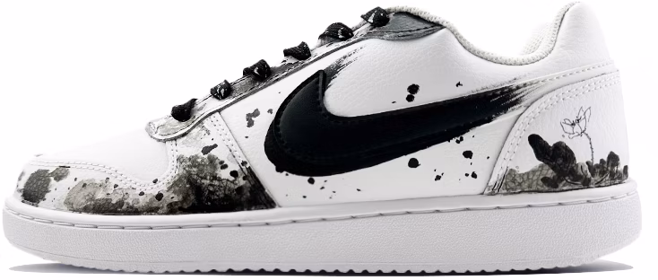 custom-shoes-nike-ebernon-low-black-white-minimalist-ink-lotus