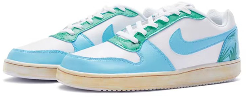 【訂製球鞋】Nike EBERNON Low 藍色叢林 清新風 手繪噴繪 低幫 板鞋 男款 藍白綠 Lookbook 【訂製球鞋】Nike EBERNON Low 藍色叢林 清新風 手繪噴繪 低幫 板鞋 男款 藍白綠