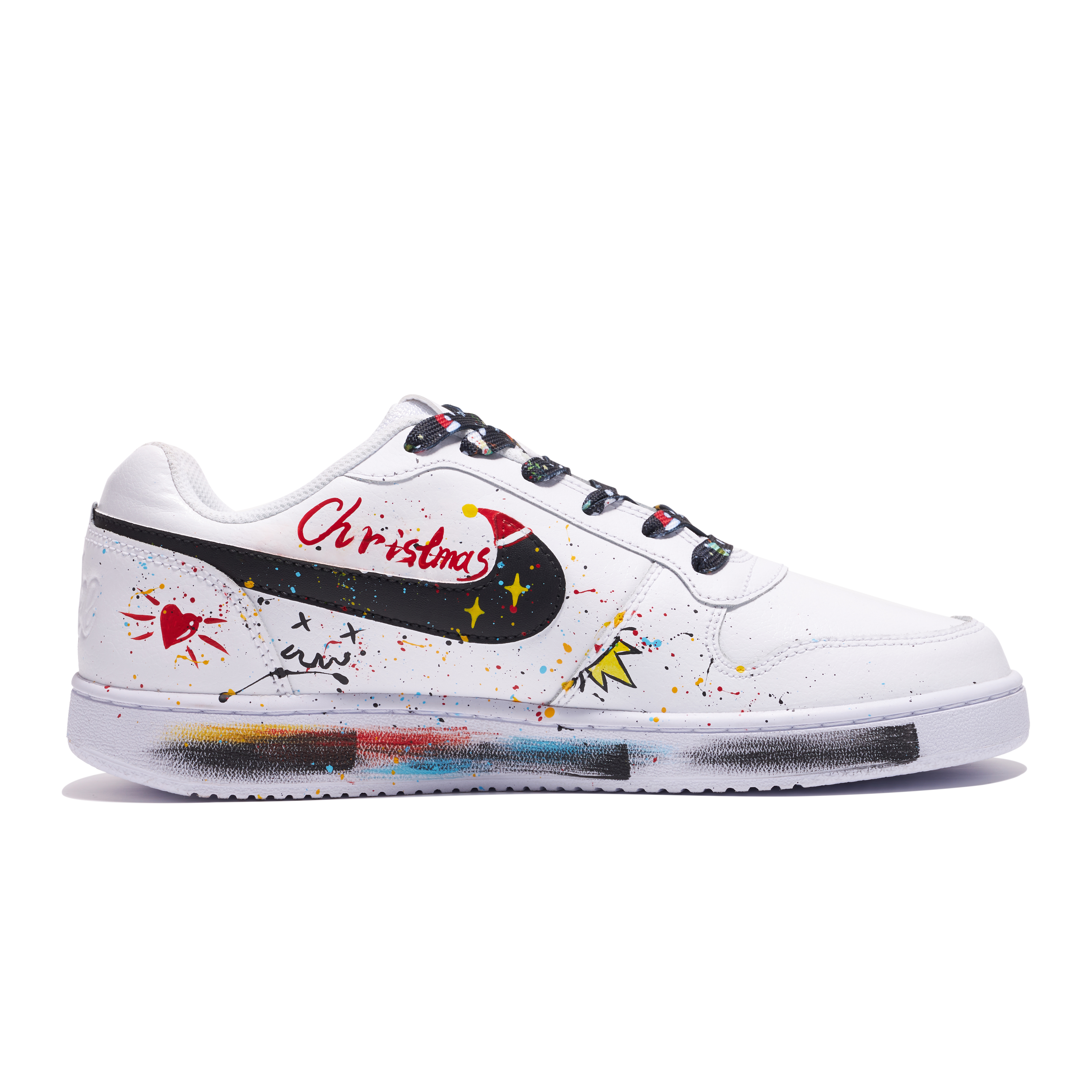 Order [Zapatos Personalizados] Nike Ebernon Low 'Graffiti Navideño' AQ1775-100(Team11-男款涂鸦黑白S-BOX)