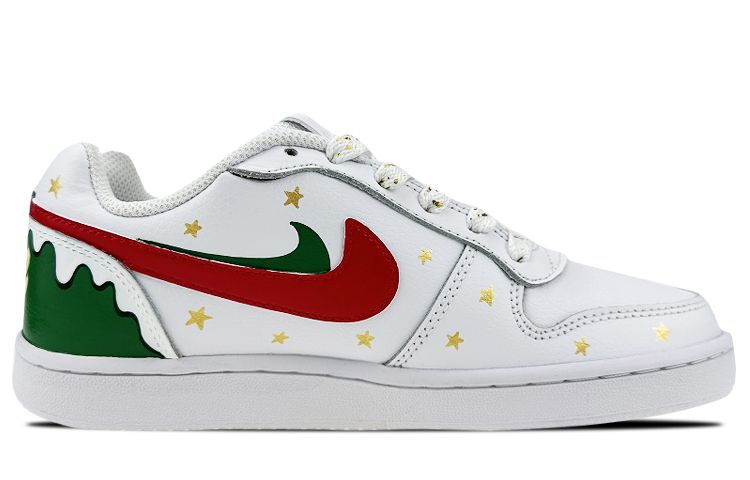 Order [Nike Kasut Custom] Nike Ebernon Low 'Christmas Graffiti Putih Merah Hijau' AQ1775-100(Team叁-男款双钩圣诞)