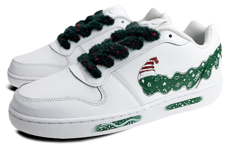 Lookbook Zapatillas Nike Ebernon Low "Navidad Graffiti" AQ1775-100(Team叁-男款NE圣诞绿S-BOX)