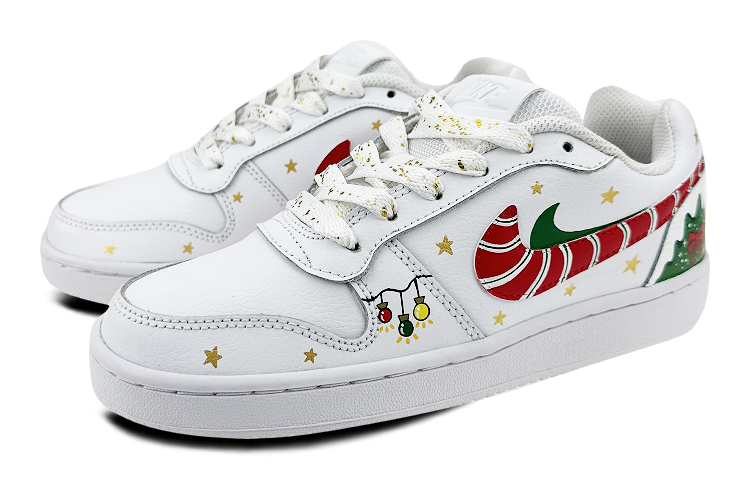 Lookbook [Nike Khusus] Ebernon Low 'Christmas Graffiti Putih-Merah-Hijau' AQ1775-100(Team叁-男款双钩圣诞S-BOX)