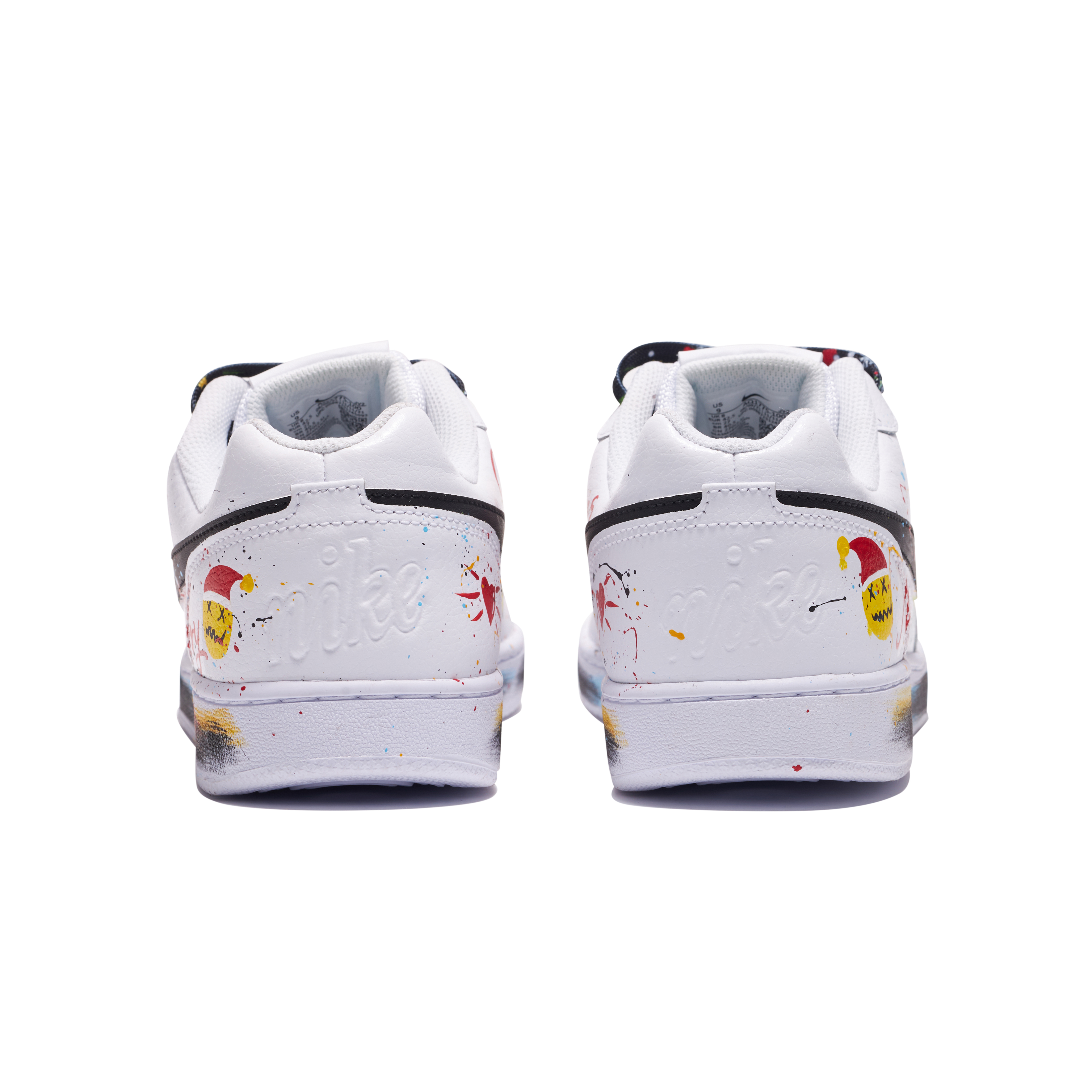 Shop [Zapatos Personalizados] Nike Ebernon Low 'Graffiti Navideño' AQ1775-100(Team11-男款涂鸦黑白S-BOX)