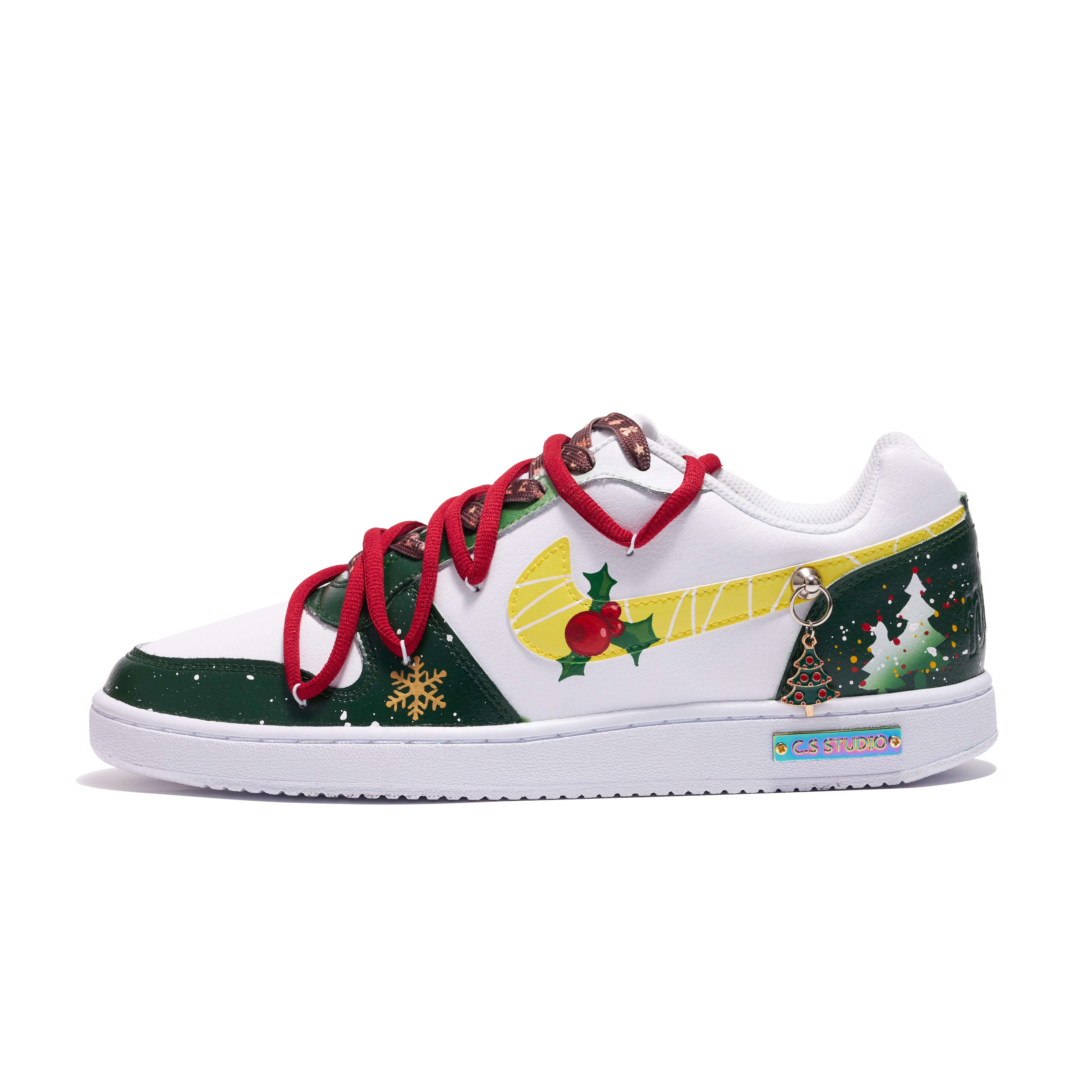 Order [Zapatos Personalizados] Nike Ebernon Low 'Árbol de Navidad' AQ1775-100(Team11-男圣诞树绿黄S-BOX)
