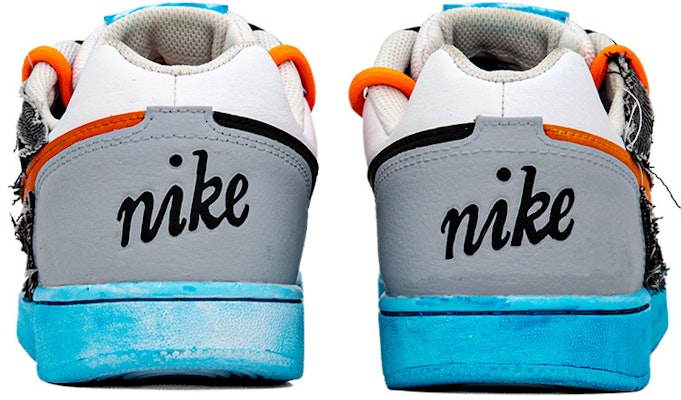 【定制球鞋】 Nike EBERNON Low 解構 腰果花 縫布 嘻哈 復古 做舊 潮流 低幫 板鞋 男款 灰白藍 Shop 【定制球鞋】 Nike EBERNON Low 解構 腰果花 縫布 嘻哈 復古 做舊 潮流 低幫 板鞋 男款 灰白藍