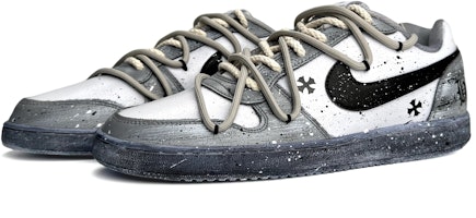 【訂製球鞋】Nike EBERNON Low 哥德風潮 全能復古 染墨風格 解構鞋帶 低筒 滑板鞋 男款 灰白黑 Lookbook 【訂製球鞋】Nike EBERNON Low 哥德風潮 全能復古 染墨風格 解構鞋帶 低筒 滑板鞋 男款 灰白黑