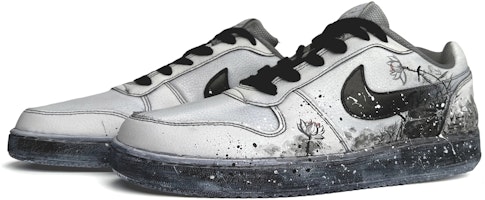 【訂製球鞋】Nike EBERNON Low 水墨荷花 台灣風 浸染 手繪潑墨 低筒 滑板鞋 男款 灰黑 Lookbook 【訂製球鞋】Nike EBERNON Low 水墨荷花 台灣風 浸染 手繪潑墨 低筒 滑板鞋 男款 灰黑