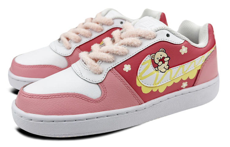 Lookbook [Sepatu Custom] Nike Ebernon Low 'Grafiti Beruang Pink Kuning' AQ1775-100(Team叁-男款NE黄粉熊S-BOX)
