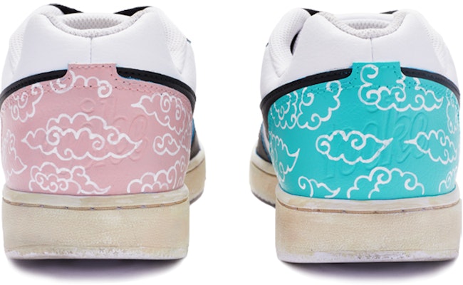 【定制球鞋】Nike EBERNON Low 梅花鴛鴦 手繪噴繪做舊風 復古 低幫 板鞋 男款 白黑粉 Shop 【定制球鞋】Nike EBERNON Low 梅花鴛鴦 手繪噴繪做舊風 復古 低幫 板鞋 男款 白黑粉