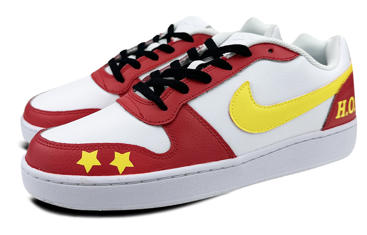 Lookbook [Kasut Custom] Nike Ebernon Low 'Rocket Graffiti Putih Merah Kuning' AQ1775-100(Team叁-男款NE火箭QD)