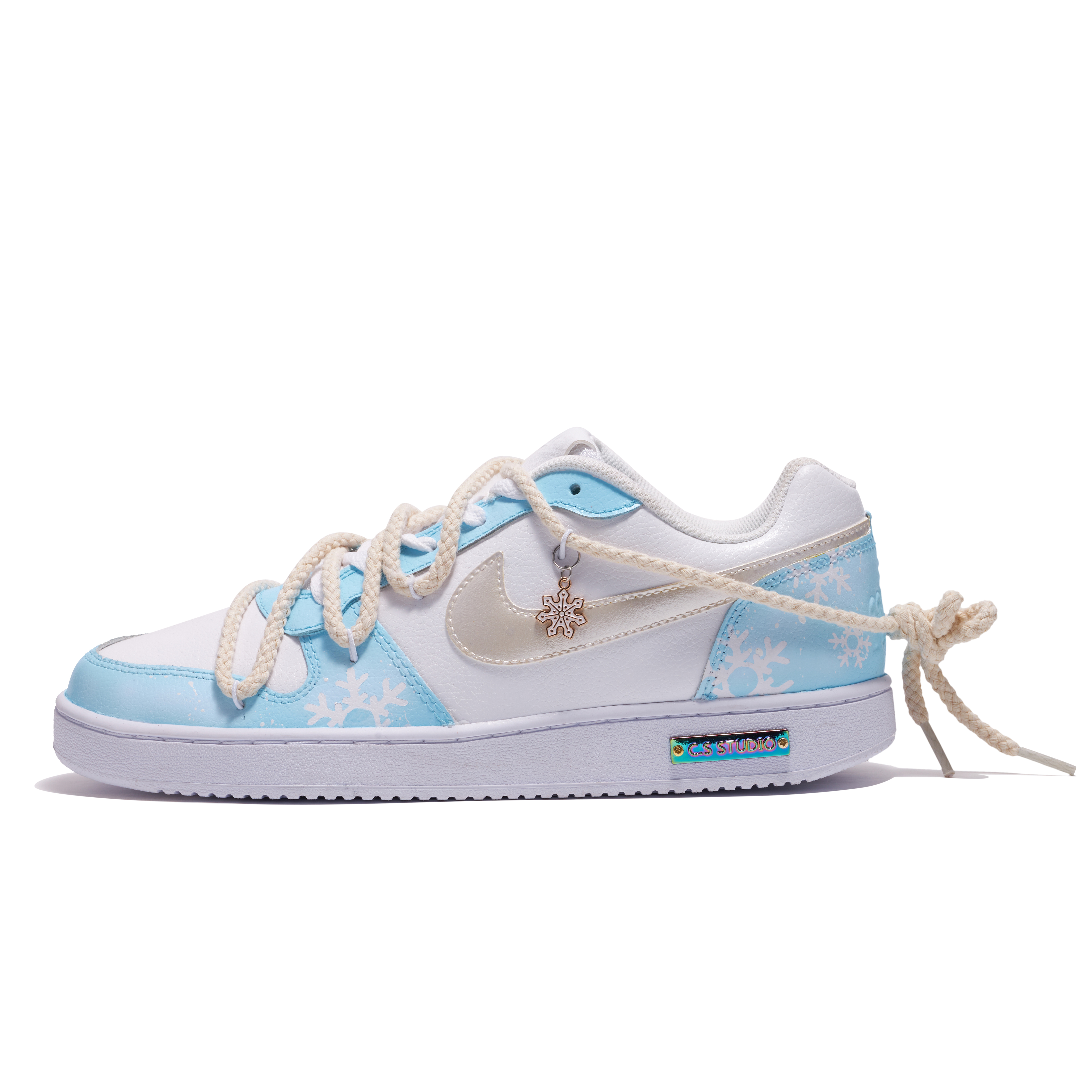 Buy 【客製化球鞋】Nike EBERNON Low 雪花 聖誕主題 手繪噴繪 特殊鞋盒 休閒 低筒 板鞋 男款 藍白