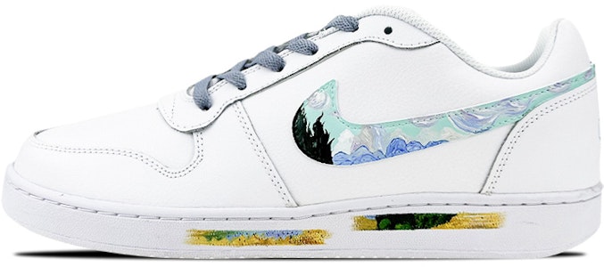 【定制球鞋】Nike EBERNON Low 玩鞋 麦田與柏樹 梵高 藝術 油畫 塗鴉 低幫 板鞋 男款 白黃綠 Buy 【定制球鞋】Nike EBERNON Low 玩鞋 麦田與柏樹 梵高 藝術 油畫 塗鴉 低幫 板鞋 男款 白黃綠