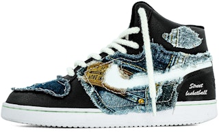 【カスタムシューズ】ナイキエバノンミッド「非対称デニムブラックホワイト」 AQ1773-002(Team肆-牛仔拼接缝布QD) Buy 【カスタムシューズ】ナイキエバノンミッド「非対称デニムブラックホワイト」 AQ1773-002(Team肆-牛仔拼接缝布QD)