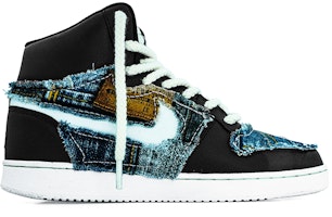 【カスタムシューズ】ナイキエバノンミッド「非対称デニムブラックホワイト」 AQ1773-002(Team肆-牛仔拼接缝布QD) Order 【カスタムシューズ】ナイキエバノンミッド「非対称デニムブラックホワイト」 AQ1773-002(Team肆-牛仔拼接缝布QD)