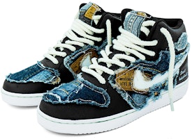 【カスタムシューズ】ナイキエバノンミッド「非対称デニムブラックホワイト」 AQ1773-002(Team肆-牛仔拼接缝布QD) Lookbook 【カスタムシューズ】ナイキエバノンミッド「非対称デニムブラックホワイト」 AQ1773-002(Team肆-牛仔拼接缝布QD)