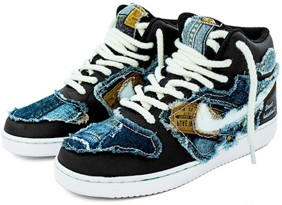 나이키 에버논 미드 "비대칭 데님 블랙 화이트" (커스텀) AQ1773-002(Team肆-牛仔拼接缝布QD) Lookbook 나이키 에버논 미드 "비대칭 데님 블랙 화이트" (커스텀) AQ1773-002(Team肆-牛仔拼接缝布QD)