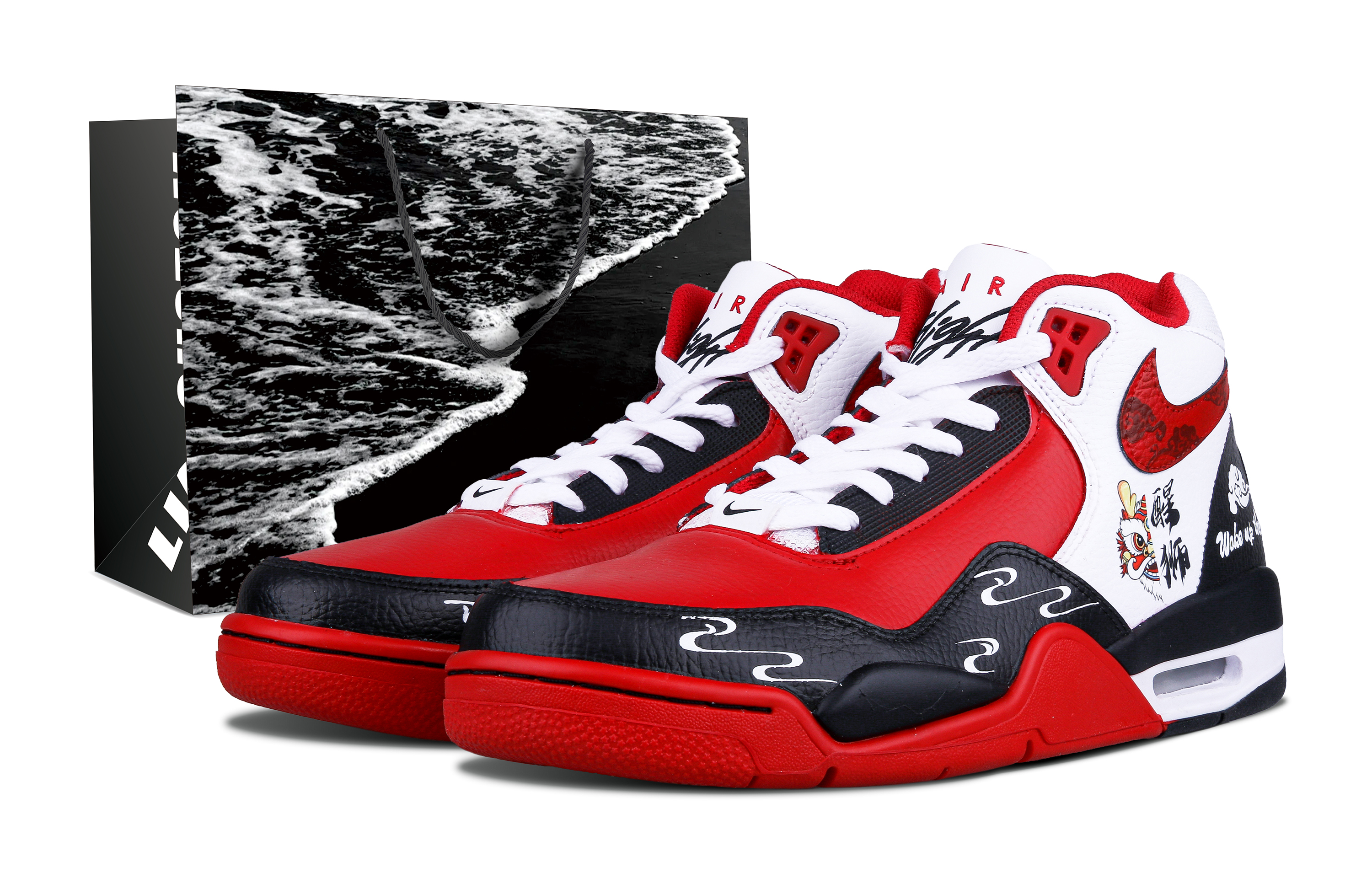 [Custom Shoes] Nike Flight Legacy 'Black-Red Xing Shi'