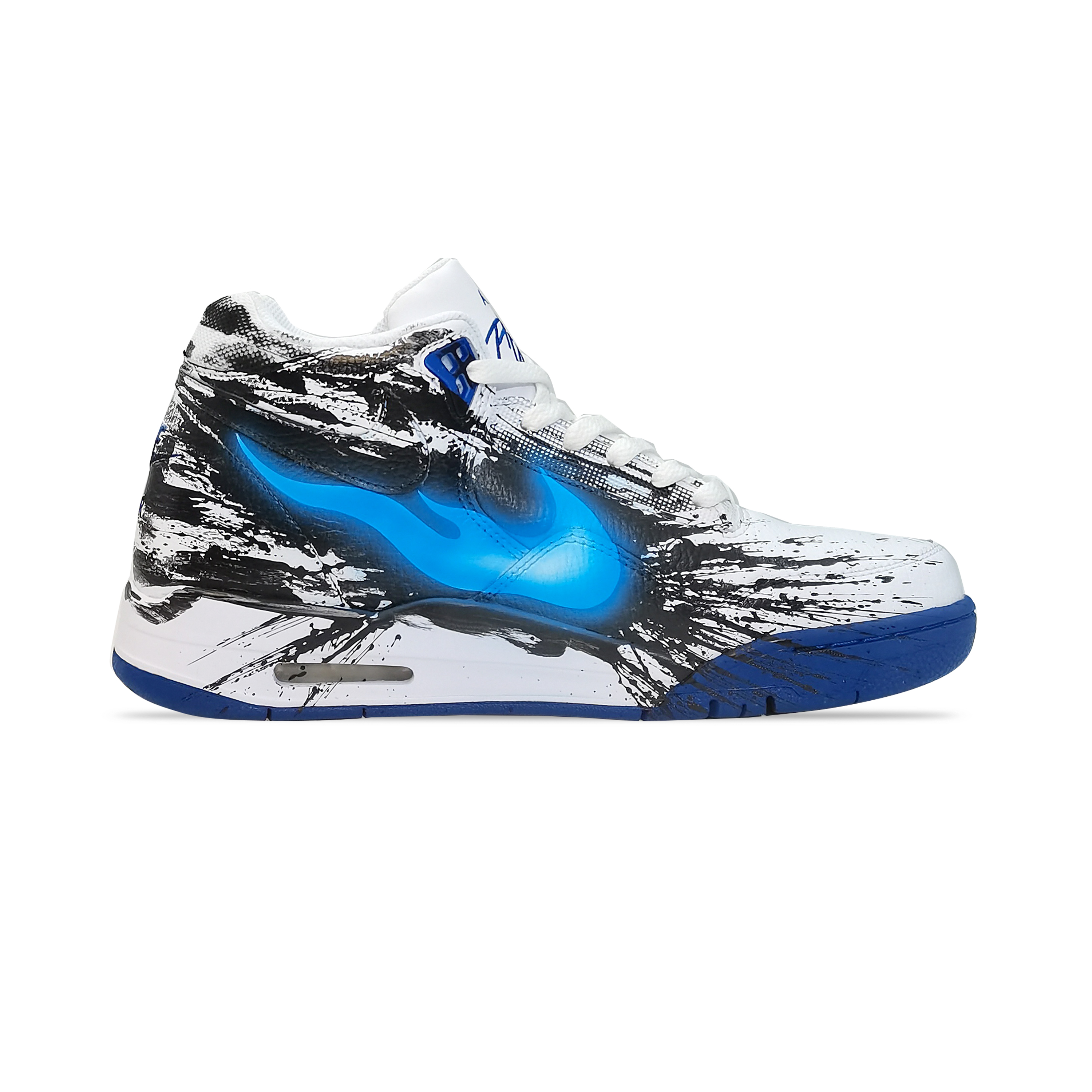 Order [Sepatu Custom] Nike Flight Legacy 'Hitam Putih Biru Venom' BQ4212-103(TeamEight-男款实战蓝毒液）