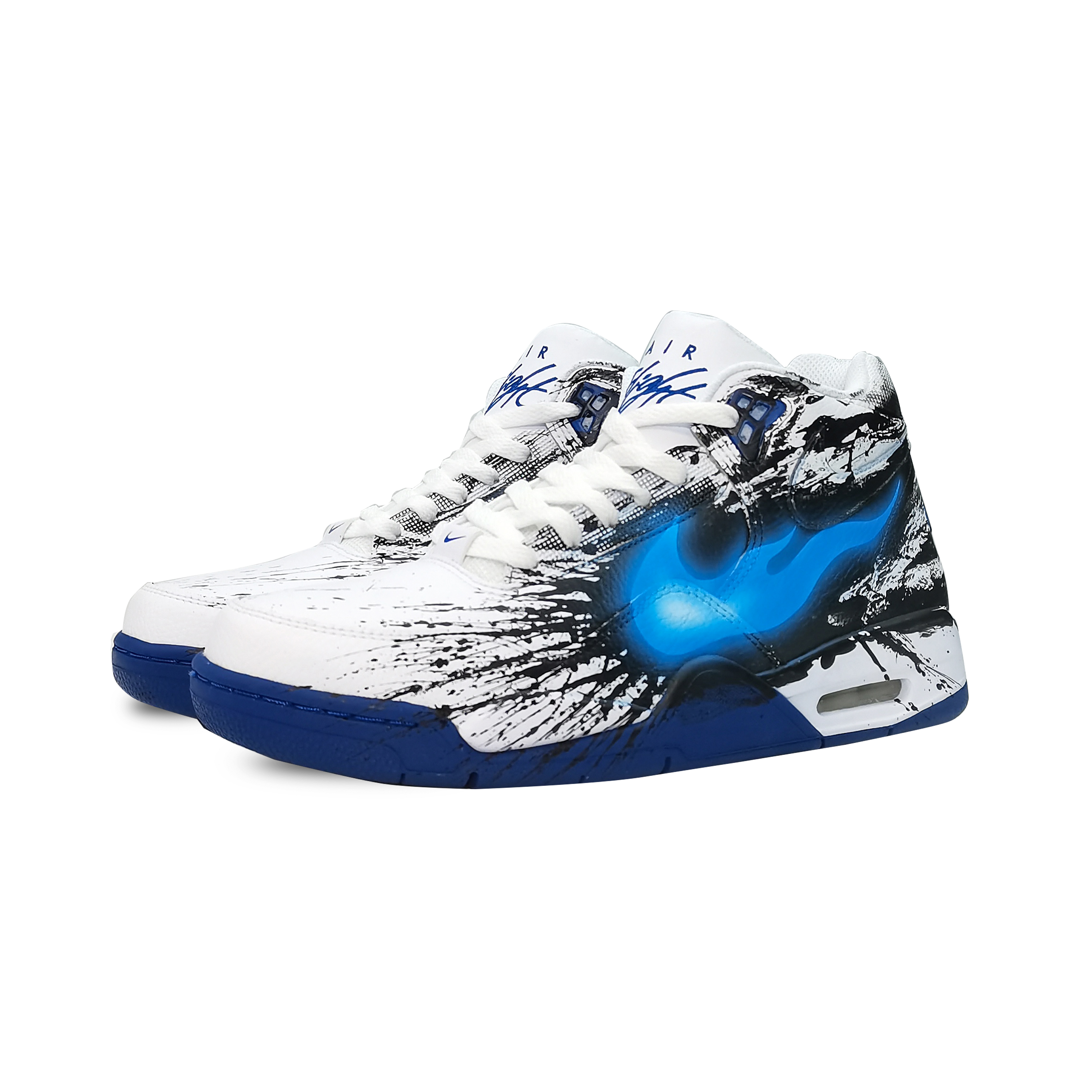Lookbook [Sepatu Custom] Nike Flight Legacy 'Hitam Putih Biru Venom' BQ4212-103(TeamEight-男款实战蓝毒液）