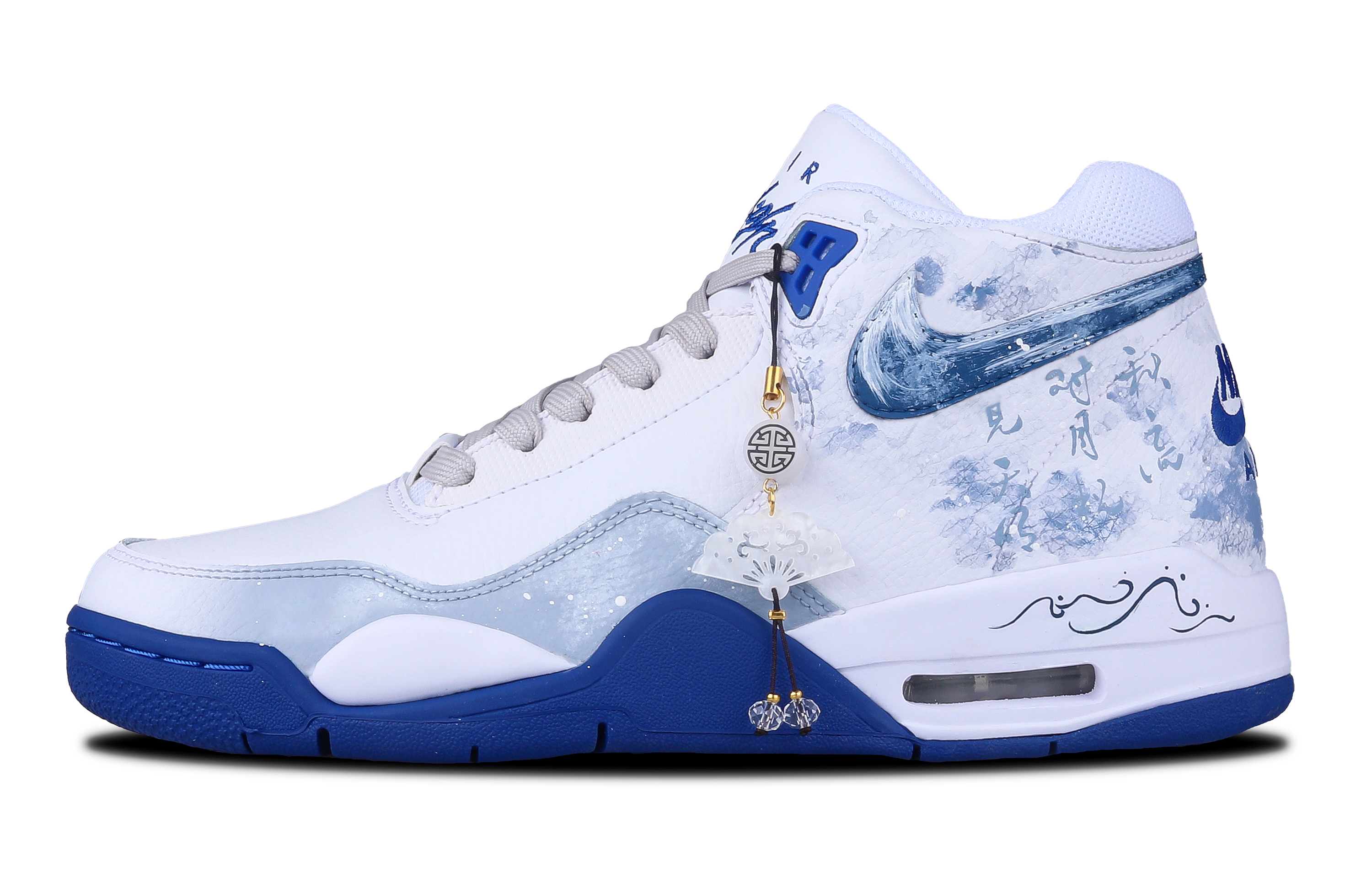 Order 【訂製球鞋】 Nike Flight Legacy 銜雲 特殊鞋盒 國風 簡約 潮流 減震防滑耐磨 中筒 復古籃球鞋 男款 藍白