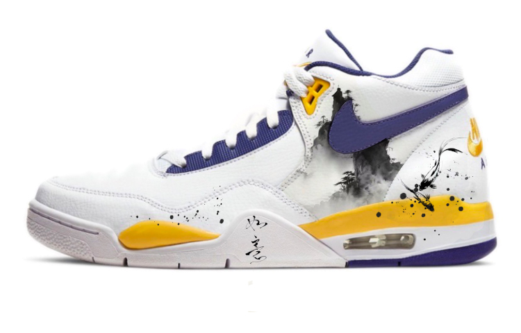 [Custom Shoes] Nike Flight Legacy 'Chinese Ink Koi White Blue Yellow'