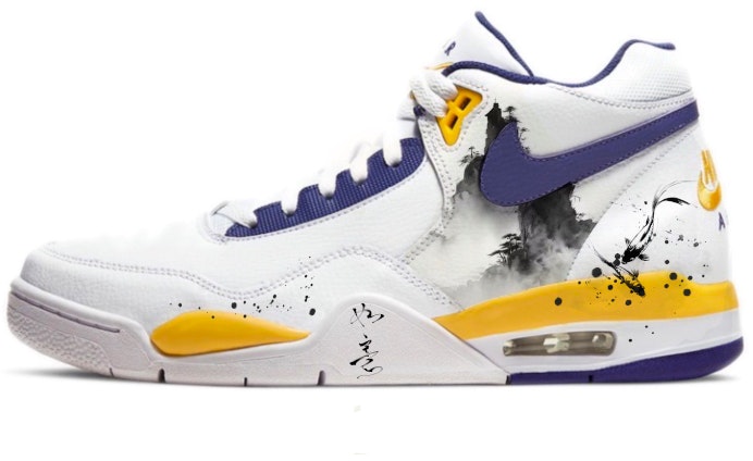 custom-shoes-nike-flight-legacy-chinese-ink-koi-white-blue-yellow