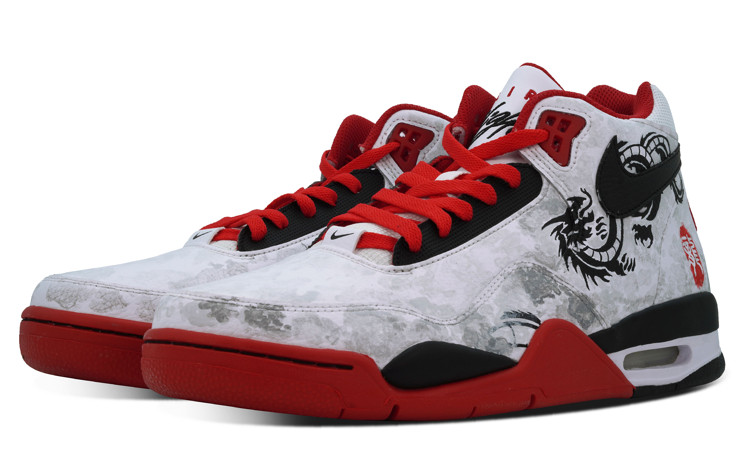 Shop Zapatillas Nike Flight Legacy 'Año del Dragón Negro Blanco Rojo' BQ4212-100(Team84-龙腾盛世)