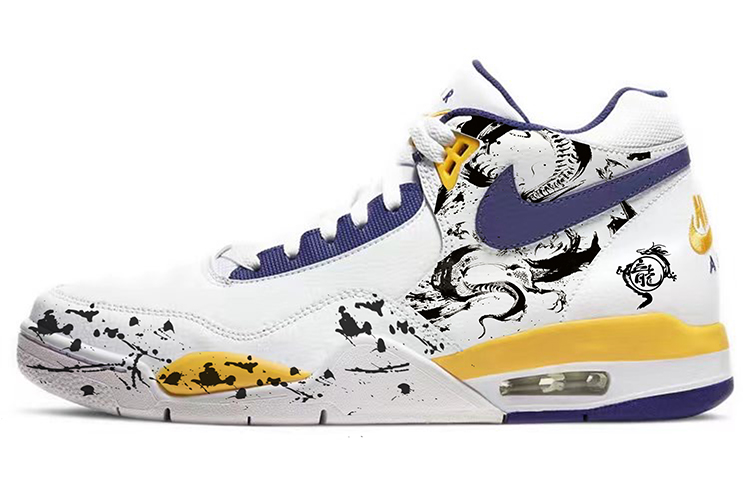 [Custom Shoes] Nike Flight Legacy 'Dragon Phoenix Spatter White Blue Yellow'