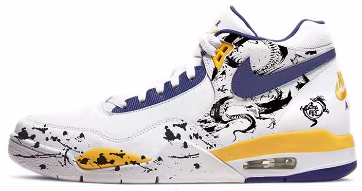 custom-shoes-nike-flight-legacy-dragon-phoenix-spatter-white-blue-yellow