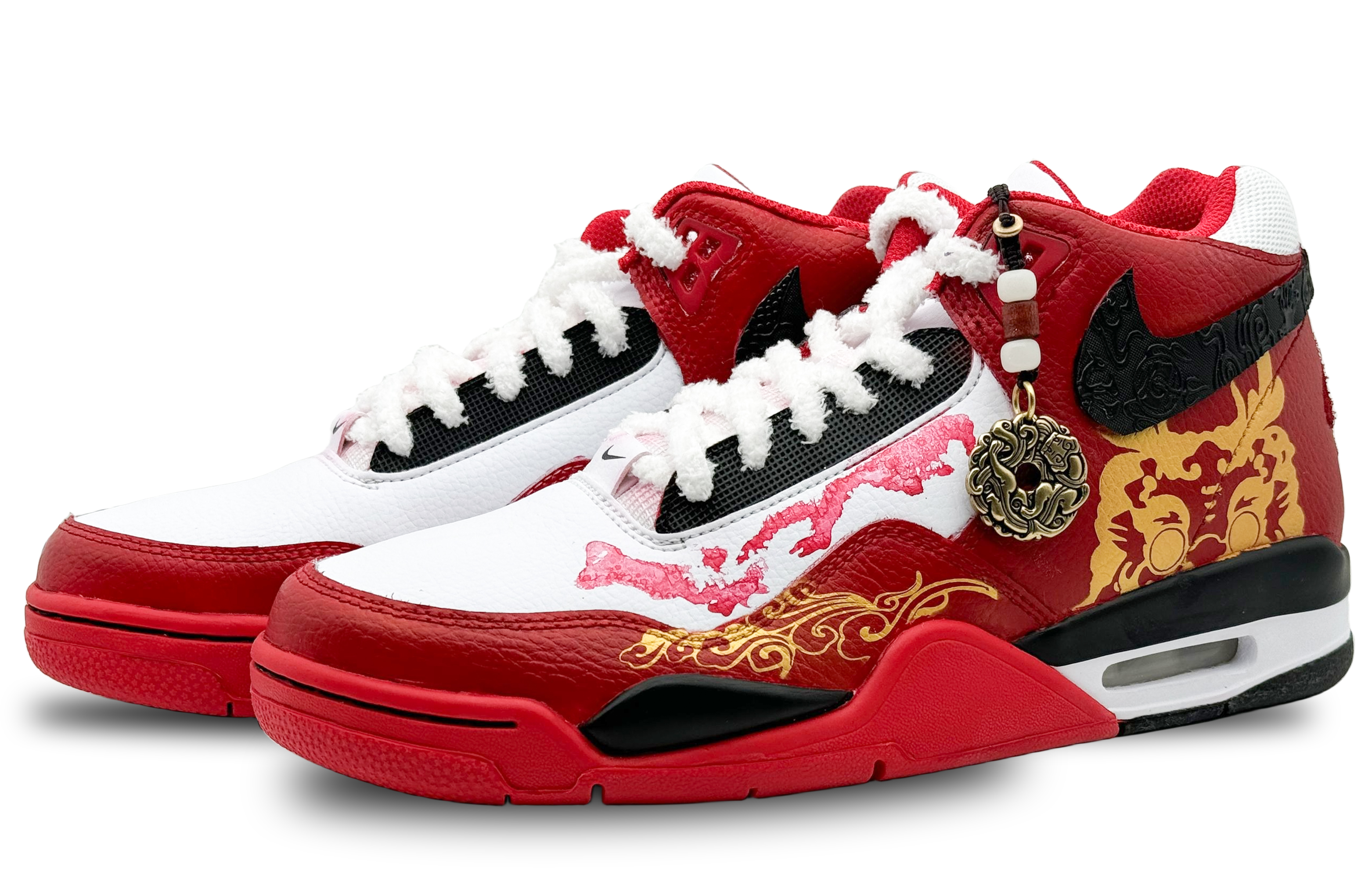 Lookbook [Kasut Custom] Nike Flight Legacy 'Tahun Naga Merah Cina' BQ4212-100(Team169-舞龙迎春)