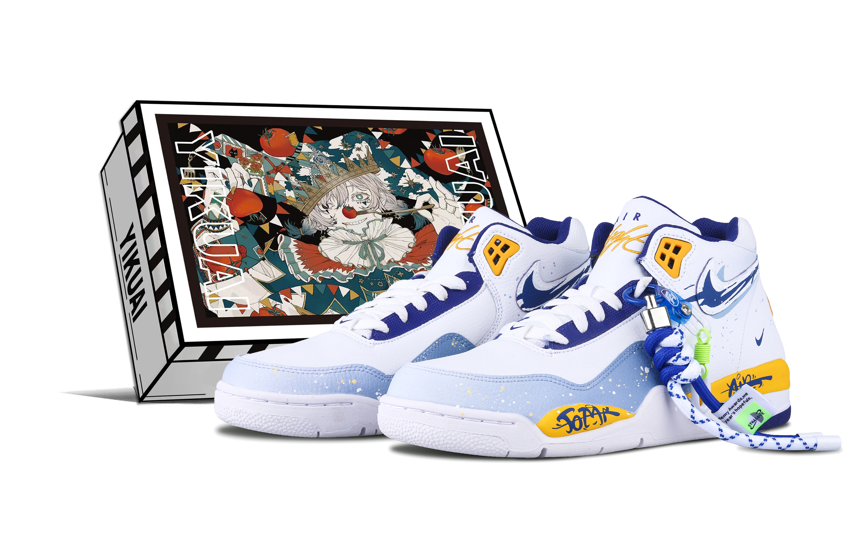 [Custom Shoes] Nike Flight Legacy 'Dragon Year White Blue Yellow'