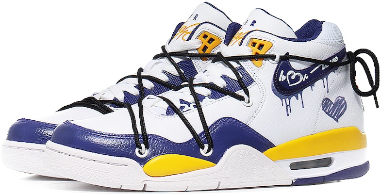 【訂製籃球鞋】Nike Flight Legacy 新中式 塗鴉戀愛 心動愛意 減震耐磨 中筒 復古籃球鞋 男款 白藍黃 湖人 Lookbook 【訂製籃球鞋】Nike Flight Legacy 新中式 塗鴉戀愛 心動愛意 減震耐磨 中筒 復古籃球鞋 男款 白藍黃 湖人