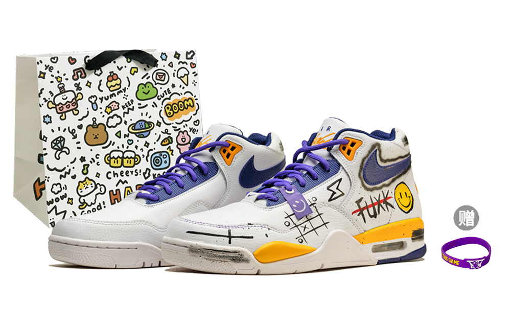 [Custom Shoes] Nike Flight Legacy 'Mamba Spirit White-Purple-Yellow'