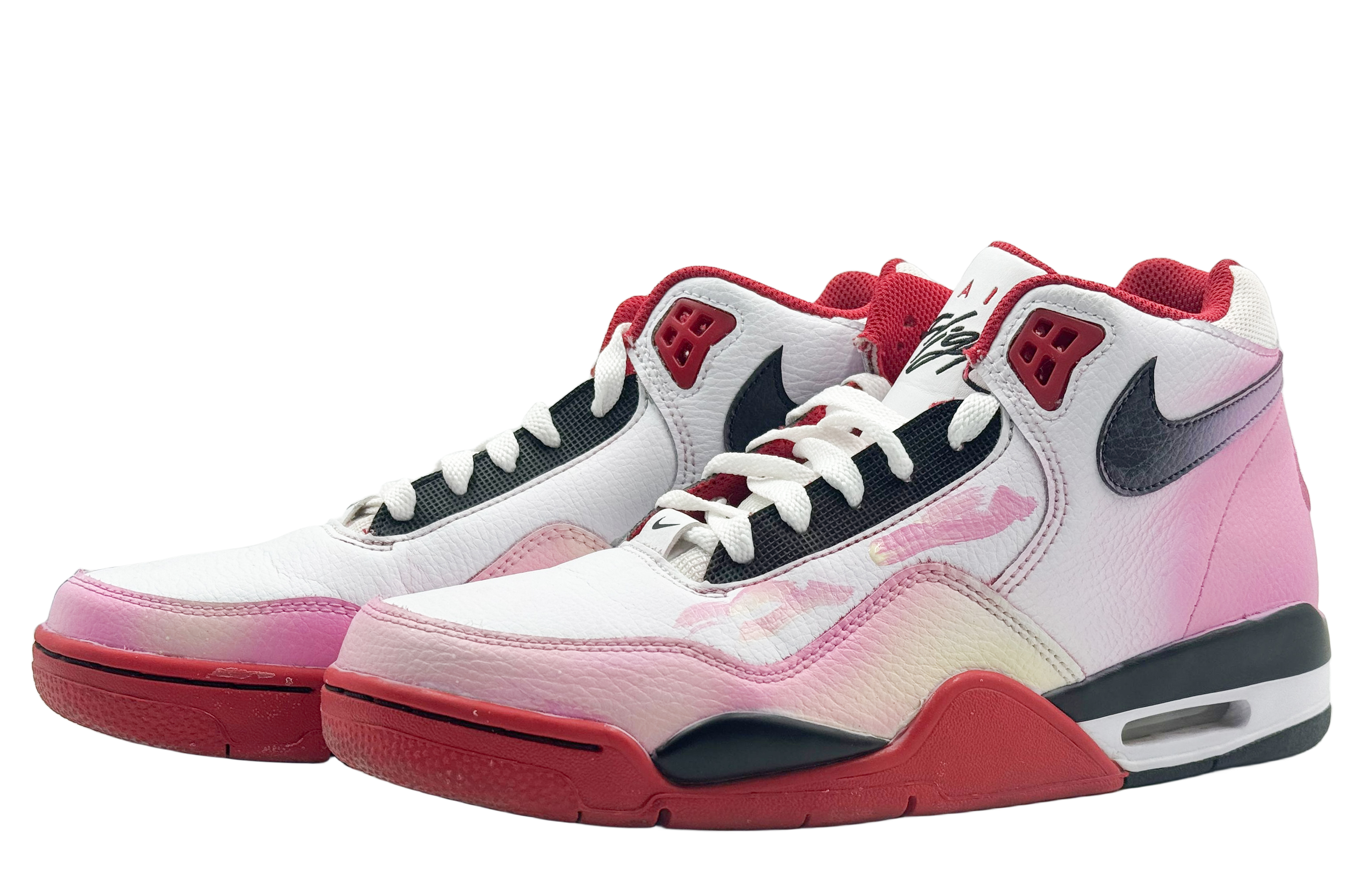 Shop [Sepatu Kustom] Nike Flight Legacy 'Pink dan Kuning' BQ4212-100(Team173--砰然心动)