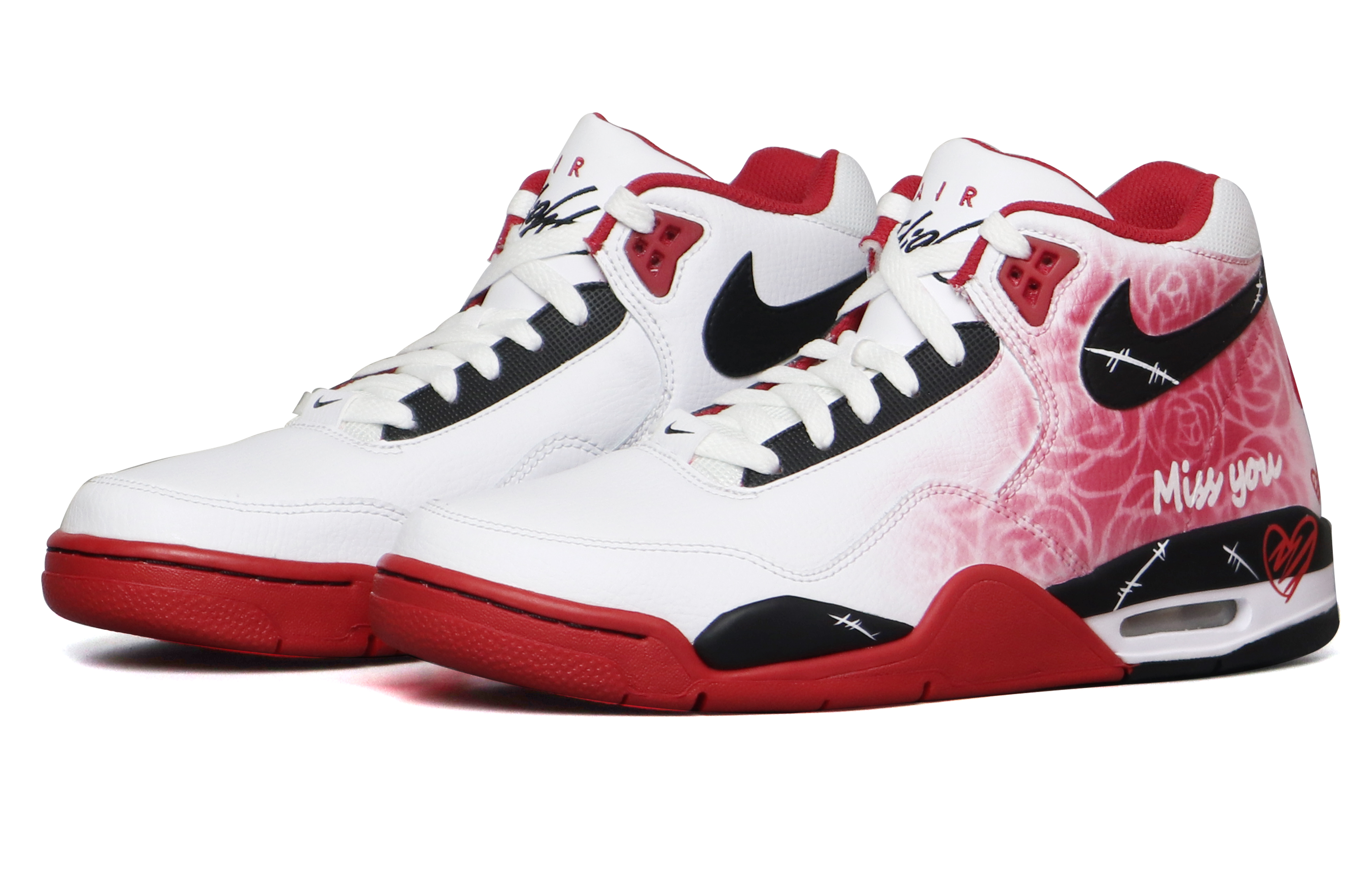 Shop [定制鞋款] 耐克飞行遗产‘玫瑰白红’ BQ4212-100(Team65-玫瑰miss)