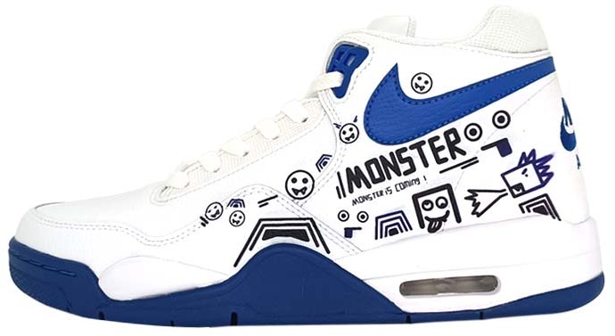 custom-shoes-nike-flight-legacy-snail-enjoy-monster-attack-white-blue