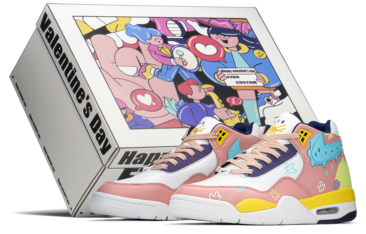 Buy 【訂製球鞋】Nike Flight Legacy FZBB 禮盒 百搭 可愛 海綿寶寶 中筒 復古籃球鞋 男款 粉藍黃