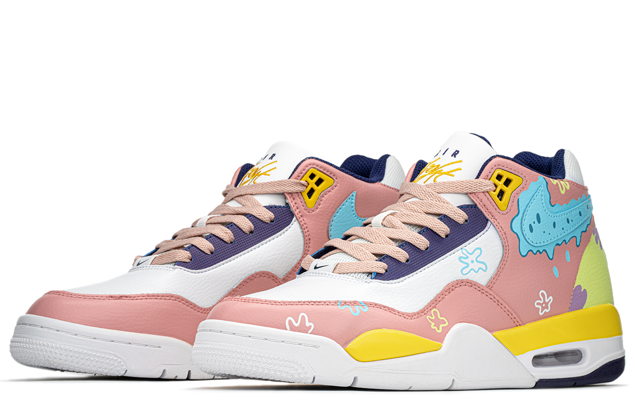 Shop 【訂製球鞋】Nike Flight Legacy FZBB 禮盒 百搭 可愛 海綿寶寶 中筒 復古籃球鞋 男款 粉藍黃