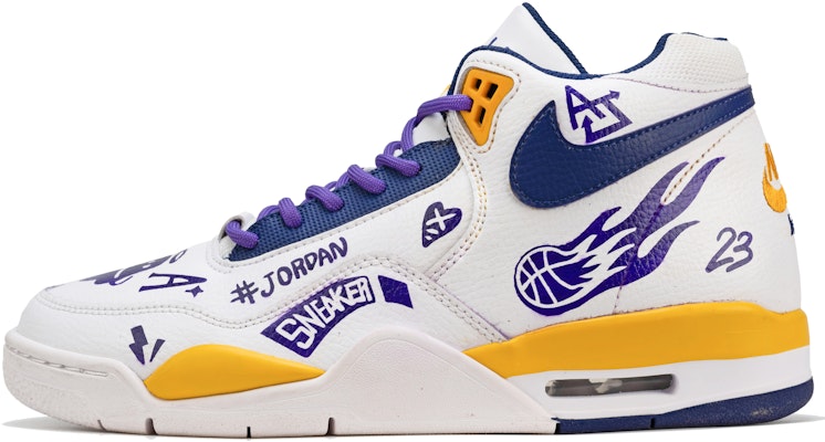 【訂製球鞋】Nike Flight Legacy 街頭塗鴉 潮流藝術 HZP 防滑耐磨 低筒 復古籃球鞋 男款 白紫黃 Order 【訂製球鞋】Nike Flight Legacy 街頭塗鴉 潮流藝術 HZP 防滑耐磨 低筒 復古籃球鞋 男款 白紫黃